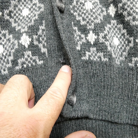 Vintage Boundary Waters Sweater Mens Large Gray Wool Acrylic Cardigan Italy 90s - Picture 3 of 6